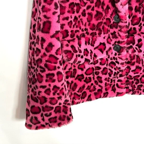 Zadig & Voltaire Pink Leopard Faux Fur Coat XS - Picture 5 of 10